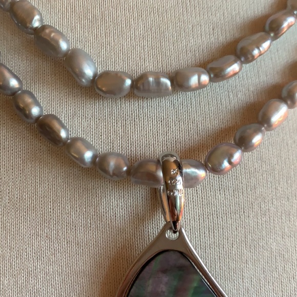 925 silver and Fresh water pearl and mother of pearl strand and pendant - Picture 7 of 10